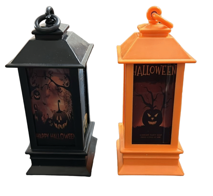 MPS My Party Suppliers Set of 2 Halloween Lamps, Halloween laltern, LED for Halloween Decoration, Halloween Hanging Decoration (Orange-Black Colorful laltern) - Image 3