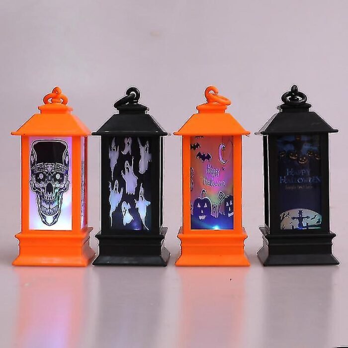 MPS My Party Suppliers Set of 2 Halloween Lamps, Halloween laltern, LED for Halloween Decoration, Halloween Hanging Decoration (Orange-Black Colorful laltern) - Image 2