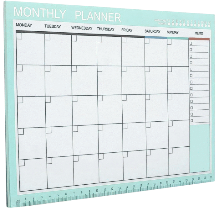 mirror (5) MPS MY PARTY SUPPLIERS® 1pc Green Monthly Planner, To Do List Notebook 54 Tear-Off Sheets Notepad Day or Work Organizer, Scheduler for Goals, Tasks, Ideas Ideal for Home Office Fancy Stationery Items - Image 1