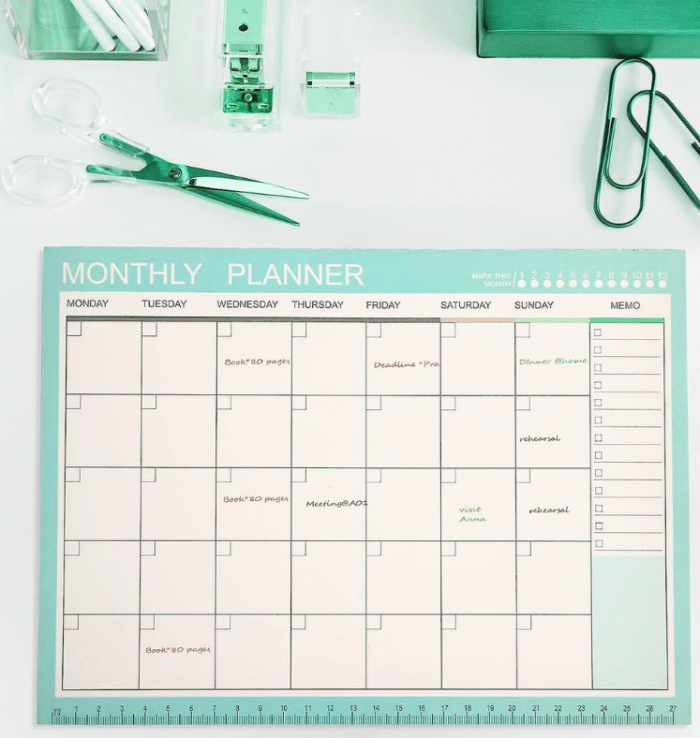 MPS MY PARTY SUPPLIERS® 1pc Green Monthly Planner, To Do List Notebook 54 Tear-Off Sheets Notepad Day or Work Organizer, Scheduler for Goals, Tasks, Ideas Ideal for Home Office Fancy Stationery Items - Image 5