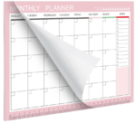 MPS MY PARTY SUPPLIERSĀ® 1pc Pink Monthly Planner, To Do List Notebook Tear-Off Sheets Undated Make-A-List Calendar Desk Pads for Organizing & Scheduling Tasks Ideal for Home Office Fancy Stationery Items - Image 3