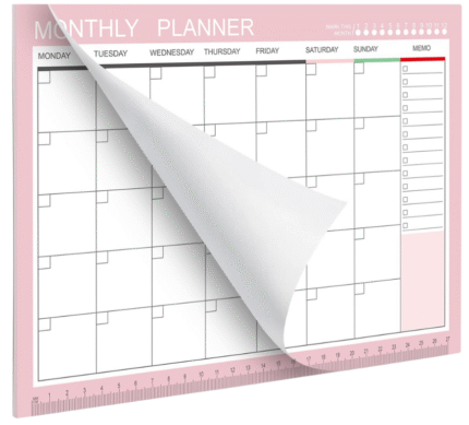 MPS MY PARTY SUPPLIERSĀ® 1pc Pink Monthly Planner, To Do List Notebook Tear-Off Sheets Undated Make-A-List Calendar Desk Pads for Organizing & Scheduling Tasks Ideal for Home Office Fancy Stationery Items