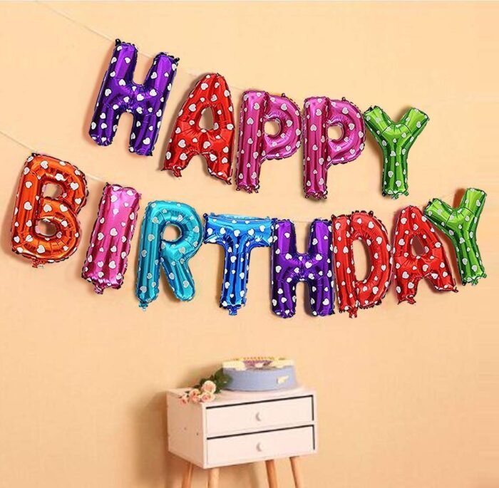 MPS MY PARTY SUPPLIERS®13Pcs 16inch Rainbow Happy Birthday Letter Foil Balloons Decoration for Birthday Foil balloons for birthday decoration Balloon Set for Decoration (13Pcs 16inch) - Image 5