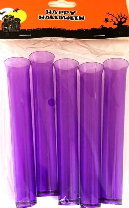 MPS MY PARTY SUPPLIERS Set of 5 Halloween Party Glass, Shot Glass for Halloween, Glasses for Halloween, Unbreakable Tube Multicolor Glasses, Halloween Decorations (Purple)