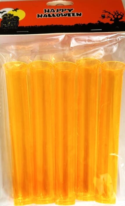 MPS MY PARTY SUPPLIERS Set of 5 Halloween Party Glass, Shot Glass for Halloween, Glasses for Halloween, Unbreakable Tube Multicolor Glasses, Halloween Decorations (Orange)