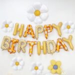 MPS MY PARTY SUPPLIERS®13Pcs 16inch Daisy Flower Printed Happy Birthday Letter Foil Balloons Decoration for Birthday Foil balloons for birthday decoration Balloon Set for Decoration (13Pcs 16inch) - Image 7
