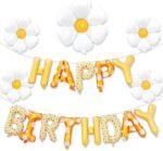 MPS MY PARTY SUPPLIERS®13Pcs 16inch Daisy Flower Printed Happy Birthday Letter Foil Balloons Decoration for Birthday Foil balloons for birthday decoration Balloon Set for Decoration (13Pcs 16inch) - Image 8