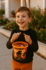 Halloween Goodie Bag with Handle Pumpkin Candy Baskets for Kids, Trick Or Treat Halloween Candy Bowl with Skeleton Party Decoration, Spooky Decoration Prop, Pumpkin Basket