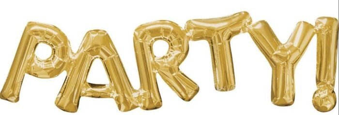 MPS MY PARTY SUPPLIERS® Golden PARTY! Golden Cursive Happy Birthday Letter Foil Balloons Colorful Birthday Letters Foil Banner Balloons Mylar Balloons for Birthday Decoration Birthday Décor Supplies - Image 1