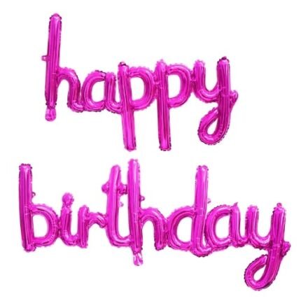 MPS MY PARTY SUPPLIERS® Pink Cursive Happy Birthday Letter Foil Balloons Colorful Birthday Letters Foil Banner Balloons Mylar Balloons for Birthday Decoration Birthday Décor Supplies