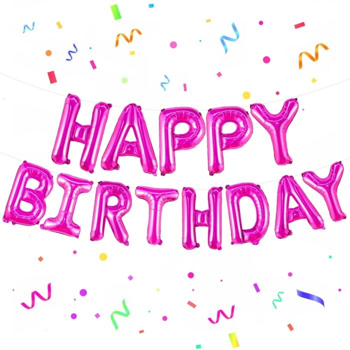 MPS MY PARTY SUPPLIERS®Pink Happy Birthday Letter Foil Balloons Decoration for Birthday Foil balloons for birthday decoration Balloon Set For Decoration (13Pcs 16inch) - Image 3