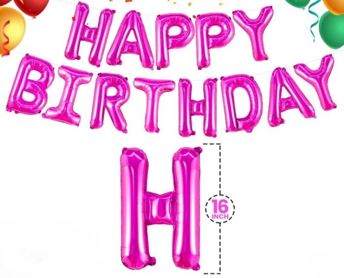 MPS MY PARTY SUPPLIERS®Pink Happy Birthday Letter Foil Balloons Decoration for Birthday Foil balloons for birthday decoration Balloon Set For Decoration (13Pcs 16inch) - Image 4