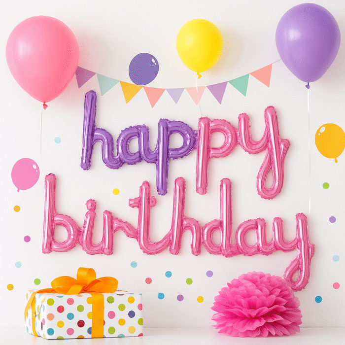 MPS MY PARTY SUPPLIERS® Purple-Pink Cursive Happy Birthday Letter Foil Balloons Colorful Birthday Letters Foil Banner Balloons Mylar Balloons for Birthday Decoration Birthday Décor Supplies - Image 3