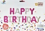 MPS MY PARTY SUPPLIERS®13Pcs 16inch Pink- Silver Happy Birthday Letter Foil Balloons Decoration for Birthday Foil balloons for birthday decoration Balloon Set for Decoration (13Pcs 16inch) - Image 3