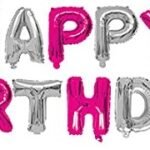 MPS MY PARTY SUPPLIERS®13Pcs 16inch Pink- Silver Happy Birthday Letter Foil Balloons Decoration for Birthday Foil balloons for birthday decoration Balloon Set for Decoration (13Pcs 16inch)