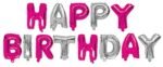 MPS MY PARTY SUPPLIERS®13Pcs 16inch Pink- Silver Happy Birthday Letter Foil Balloons Decoration for Birthday Foil balloons for birthday decoration Balloon Set for Decoration (13Pcs 16inch)
