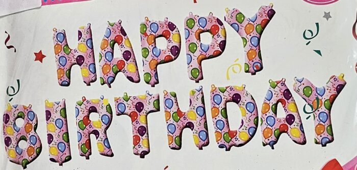 MPS MY PARTY SUPPLIERS®13Pcs 16inch Pink with Balloons Printed Happy Birthday Letter Foil Balloons Decoration for Birthday Foil balloons for birthday decoration Balloon Set for Decoration (13Pcs 16inch) - Image 2