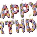 MPS MY PARTY SUPPLIERS®13Pcs 16inch Pink with Balloons Printed Happy Birthday Letter Foil Balloons Decoration for Birthday Foil balloons for birthday decoration Balloon Set for Decoration (13Pcs 16inch)