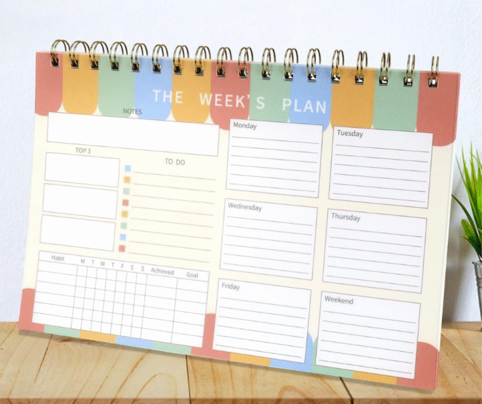 MPS MY PARTY SUPPLIERS® 1pc Weekly Planner, To Do List Notebook , Scheduler for Goals, Tasks with Spiral binding, Ideas Ideal for Home Office Fancy Stationery Items - Image 3