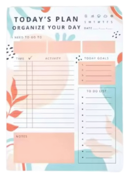MPS MY PARTY SUPPLIERSĀ® 1pc Daily Planner, To Do List Notebook Tear-Off Sheets Notepad Day or Work Organizer, Scheduler for Goals, Tasks, Ideas Ideal for Home Office Fancy Stationery Items