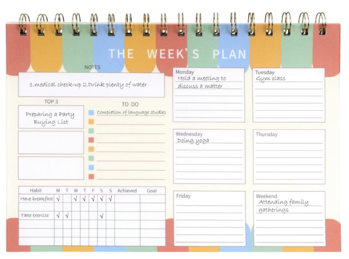 MPS MY PARTY SUPPLIERS® 1pc Weekly Planner, To Do List Notebook , Scheduler for Goals, Tasks with Spiral binding, Ideas Ideal for Home Office Fancy Stationery Items - Image 4