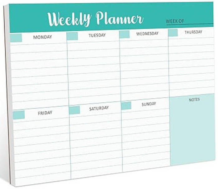 MPS MY PARTY SUPPLIERS® 1pc Green Weekly Planner, To Do List Notebook Tear-Off Sheets Notepad Day or Work Organizer, Scheduler for Goals, Tasks, Ideas Ideal for Home Office Fancy Stationery Items - Image 3