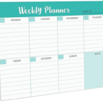 MPS MY PARTY SUPPLIERS® 1pc Green Weekly Planner, To Do List Notebook Tear-Off Sheets Notepad Day or Work Organizer, Scheduler for Goals, Tasks, Ideas Ideal for Home Office Fancy Stationery Items