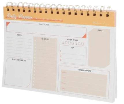 MPS MY PARTY SUPPLIERSĀ® 1pc Orange Daily Planner, Spiral Designed Notepad Schedule Plan for Management Organizer, Scheduler for Goals, Tasks, Ideas Ideal for Home Office Fancy Stationery Items