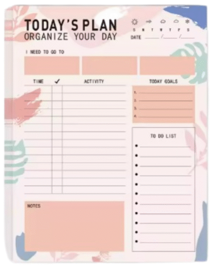 MPS MY PARTY SUPPLIERSĀ® 1pc Daily Planner to Organise your day, To Do List Notebook Tear-Off Sheets Notepad Day or Work Organizer, Scheduler for Goals, Ideal for Home Office Fancy Stationery Items