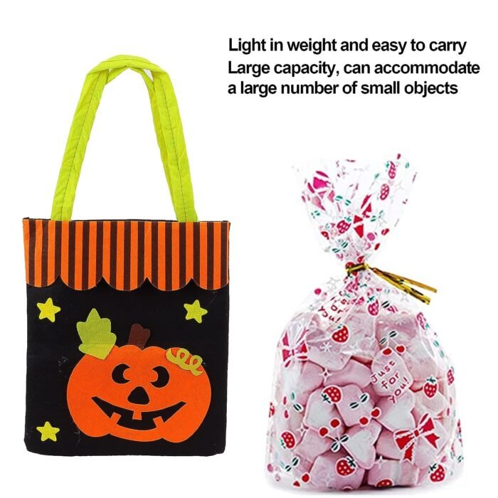 Halloween Pumpkin Candy Bag Basket | Halloween Candy Goody Bags |Trick or Treat Halloween Candy Baskets| Halloween Bag Trick Or Treat Felt Fabric - Image 6