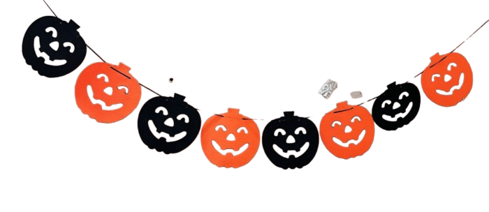 Pumpkin Party Decorations Felt Skeleton Decor Garland Kit Birthday Party Halloween Supplies, Halloween Skull Bannner Garland, Halloween Party Decor, Skull Banner - Image 1