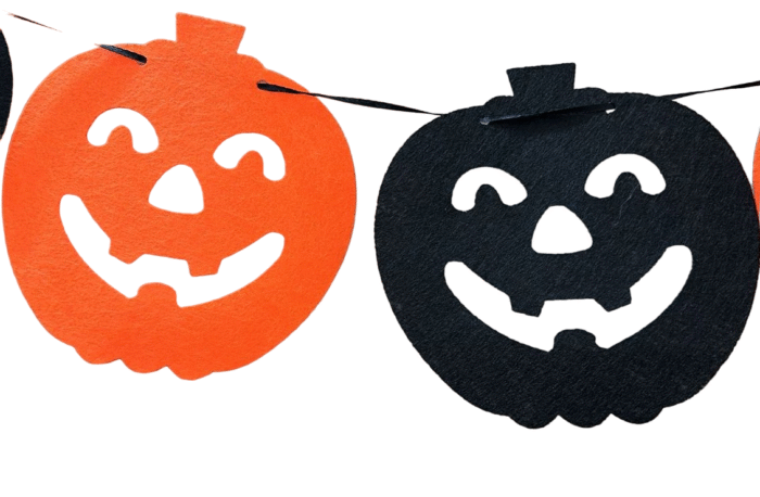 Pumpkin Party Decorations Felt Skeleton Decor Garland Kit Birthday Party Halloween Supplies, Halloween Skull Bannner Garland, Halloween Party Decor, Skull Banner - Image 2