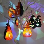 MPS My Party Suppliers Set of 2 Halloween Lamps, Halloween laltern, LED for Halloween Decoration, Halloween Hanging Decoration (Orange-Black Hanging Pumpkin lamp) - Image 3