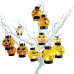 MPS My Party Suppliers Set of 2 Halloween Lamps, Halloween laltern, LED for Halloween Decoration, Halloween Hanging Decoration (Orange Pumpkin Hanging LED) - Image 3