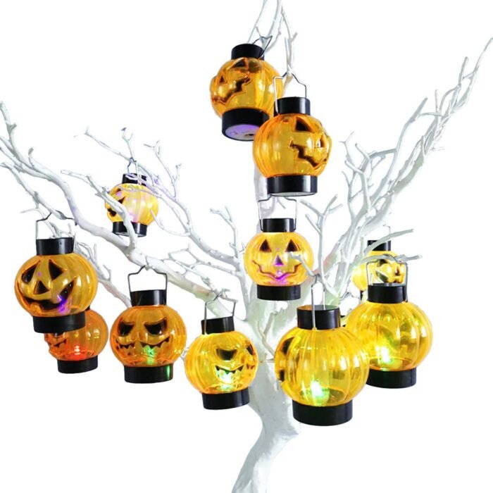 MPS My Party Suppliers Set of 2 Halloween Lamps, Halloween laltern, LED for Halloween Decoration, Halloween Hanging Decoration (Orange Pumpkin Hanging LED) - Image 3