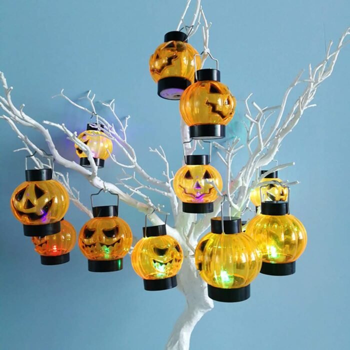 MPS My Party Suppliers Set of 2 Halloween Lamps, Halloween laltern, LED for Halloween Decoration, Halloween Hanging Decoration (Orange Pumpkin Hanging LED) - Image 4
