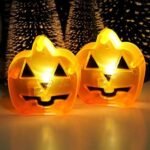 MPS My Party Suppliers Set of 2 Halloween Lamps, Halloween laltern, LED for Halloween Decoration, Halloween Hanging Decoration (Orange Pumpkin Light)