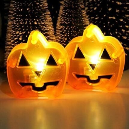 MPS My Party Suppliers Set of 2 Halloween Lamps, Halloween laltern, LED for Halloween Decoration, Halloween Hanging Decoration (Orange Pumpkin Light)