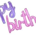 MPS MY PARTY SUPPLIERS® Purple-Pink Cursive Happy Birthday Letter Foil Balloons Colorful Birthday Letters Foil Banner Balloons Mylar Balloons for Birthday Decoration Birthday Décor Supplies