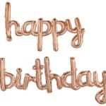 MPS MY PARTY SUPPLIERS® Rose Gold Cursive Happy Birthday Letter Foil Balloons Colorful Birthday Letters Foil Banner Balloons Mylar Balloons for Birthday Decoration Birthday Décor Supplies