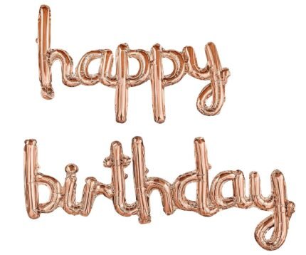 MPS MY PARTY SUPPLIERS® Rose Gold Cursive Happy Birthday Letter Foil Balloons Colorful Birthday Letters Foil Banner Balloons Mylar Balloons for Birthday Decoration Birthday Décor Supplies