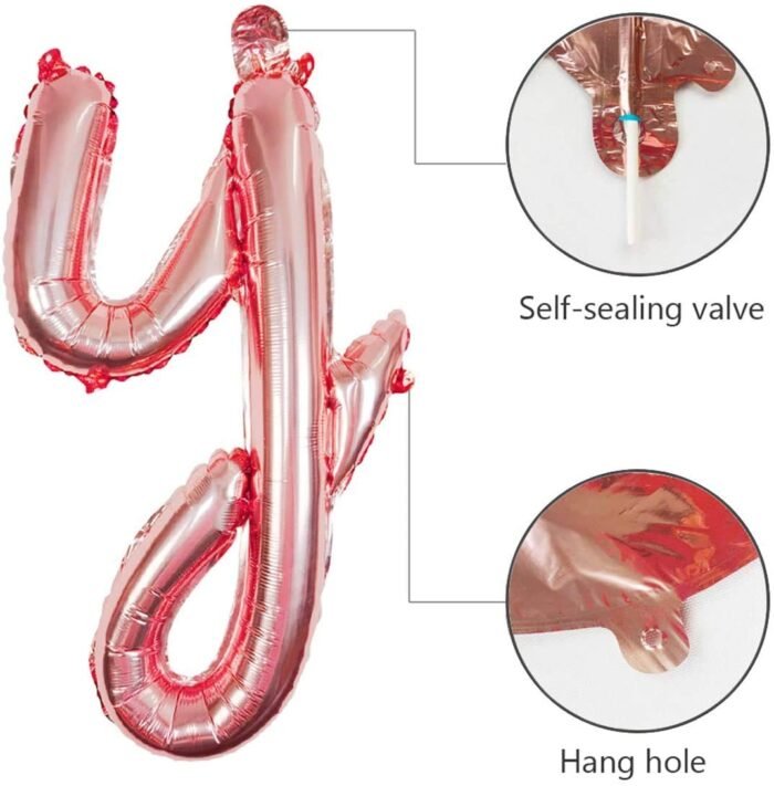 MPS MY PARTY SUPPLIERS® Rose Gold Cursive Happy Birthday Letter Foil Balloons Colorful Birthday Letters Foil Banner Balloons Mylar Balloons for Birthday Decoration Birthday Décor Supplies - Image 4