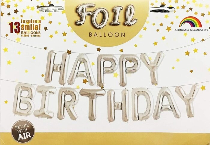 MPS MY PARTY SUPPLIERS®13Pcs 16inch Silver Happy Birthday Letter Foil Balloons Decoration for Birthday Foil balloons for birthday decoration Balloon Set for Decoration (13Pcs 16inch) - Image 3