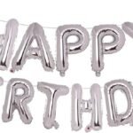 MPS MY PARTY SUPPLIERS®13Pcs 16inch Silver Happy Birthday Letter Foil Balloons Decoration for Birthday Foil balloons for birthday decoration Balloon Set for Decoration (13Pcs 16inch)