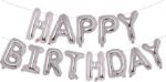MPS MY PARTY SUPPLIERS®13Pcs 16inch Silver Happy Birthday Letter Foil Balloons Decoration for Birthday Foil balloons for birthday decoration Balloon Set for Decoration (13Pcs 16inch)