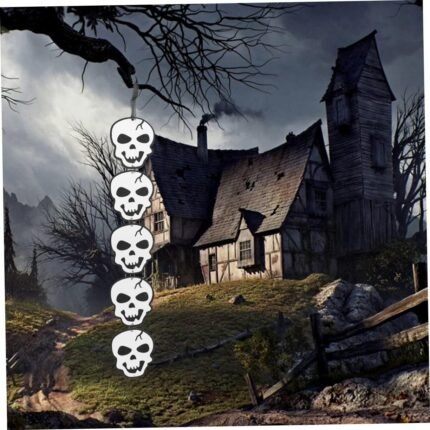 Halloween 5 Skull Hanging White Set Suit 5 Halloween Hanging Skull Halloween Party Hanging Charm Lip Gloss Makeup Skeleton Ghost White Pumpkin Decor Halloween Party Hanging