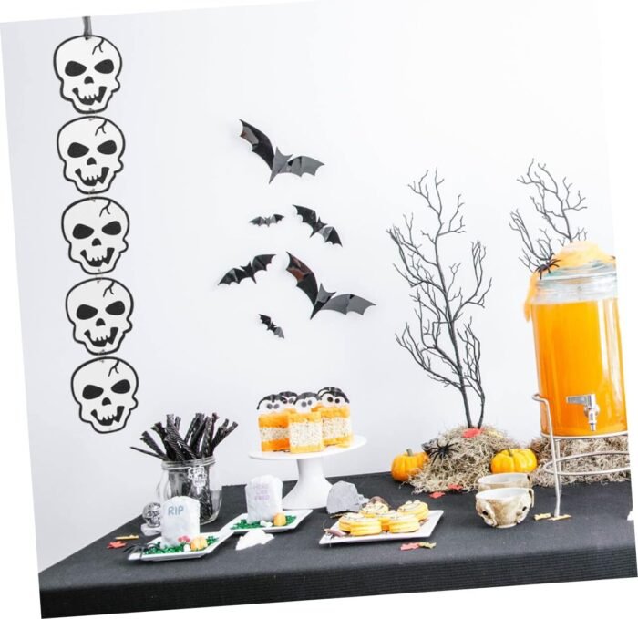 Halloween 5 Skull Hanging White Set Suit 5 Halloween Hanging Skull Halloween Party Hanging Charm Lip Gloss Makeup Skeleton Ghost White Pumpkin Decor Halloween Party Hanging - Image 5
