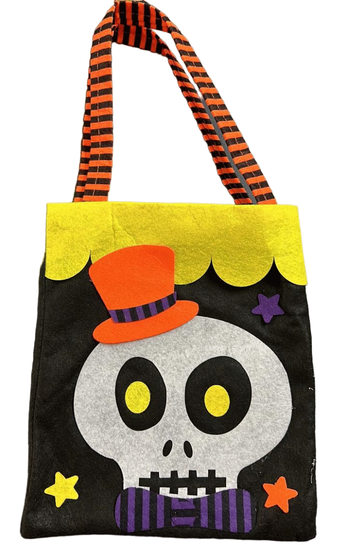 Halloween Skull Candy Halloween Goody Bags |Trick or Treat Halloween Candy Baskets| Pumpkin Treat Bag Trick Or Treat Halloween Basket Party Accessories Props Felt Fabric - Image 1