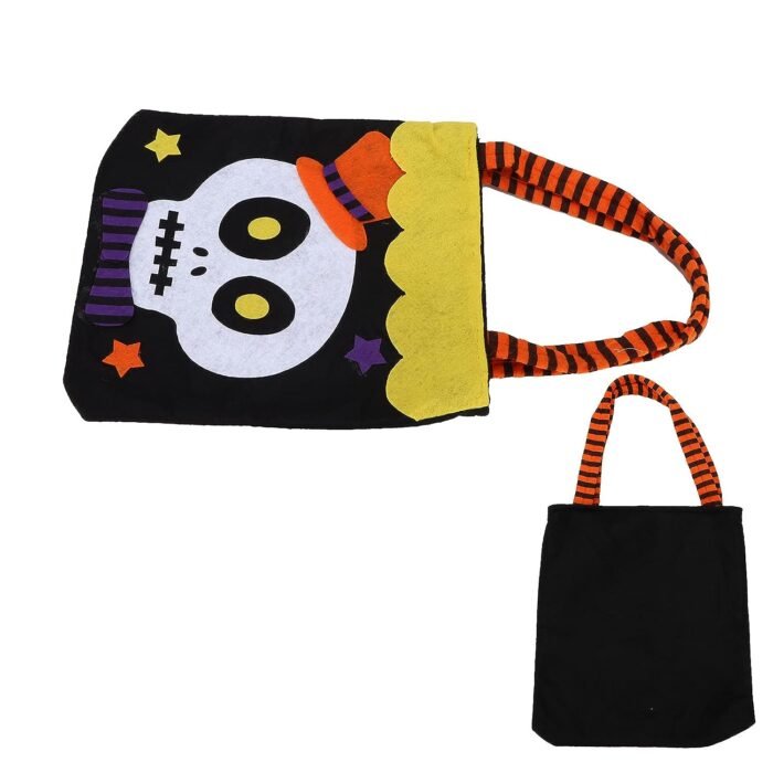 Halloween Skull Candy Halloween Goody Bags |Trick or Treat Halloween Candy Baskets| Pumpkin Treat Bag Trick Or Treat Halloween Basket Party Accessories Props Felt Fabric - Image 5