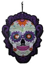 MPS My Party Suppliers 3 pcs Day of The Dead Mask Sugar Skull Full Face Hanging, Halloween Hanging Decoration, Skeleton Decoration, Skull Hanging, Halloween Decorations, halloween hanging skull ghosts - Image 4